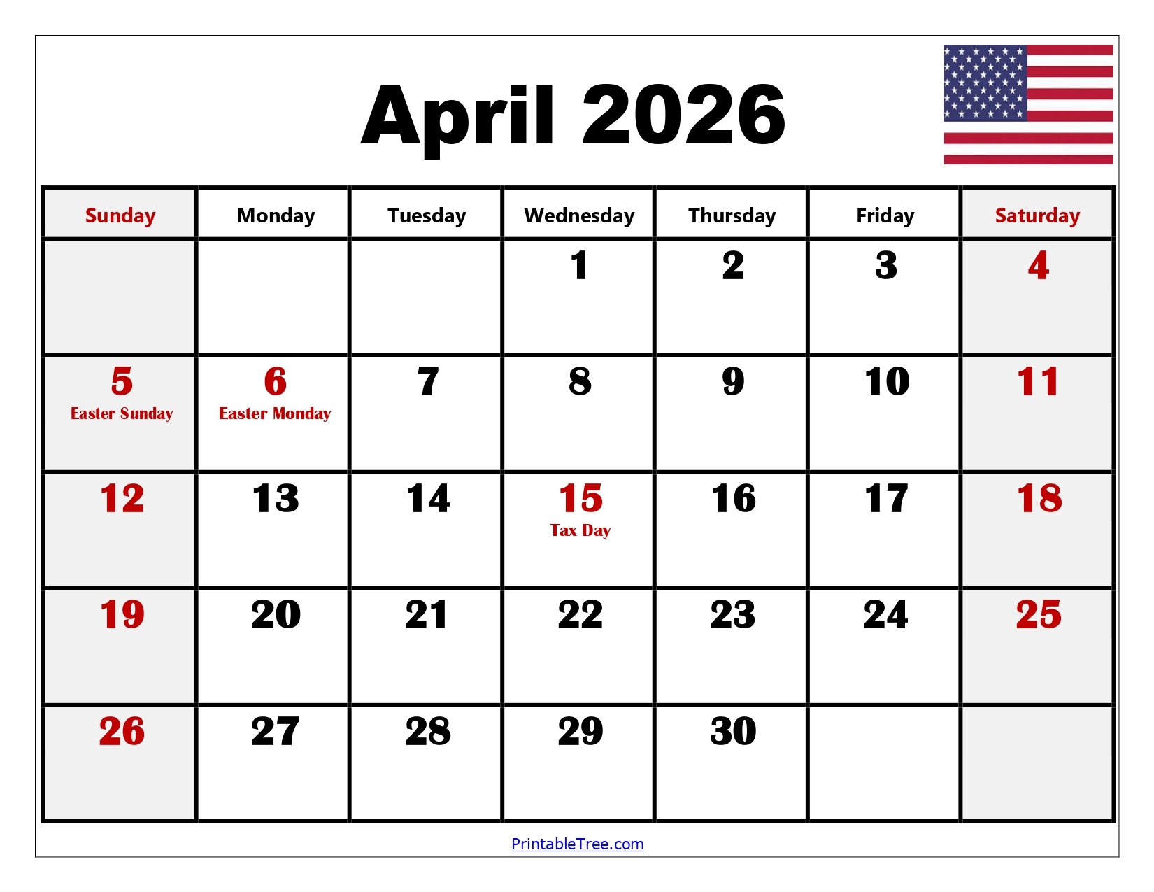 Small 2026 Calendar Printable