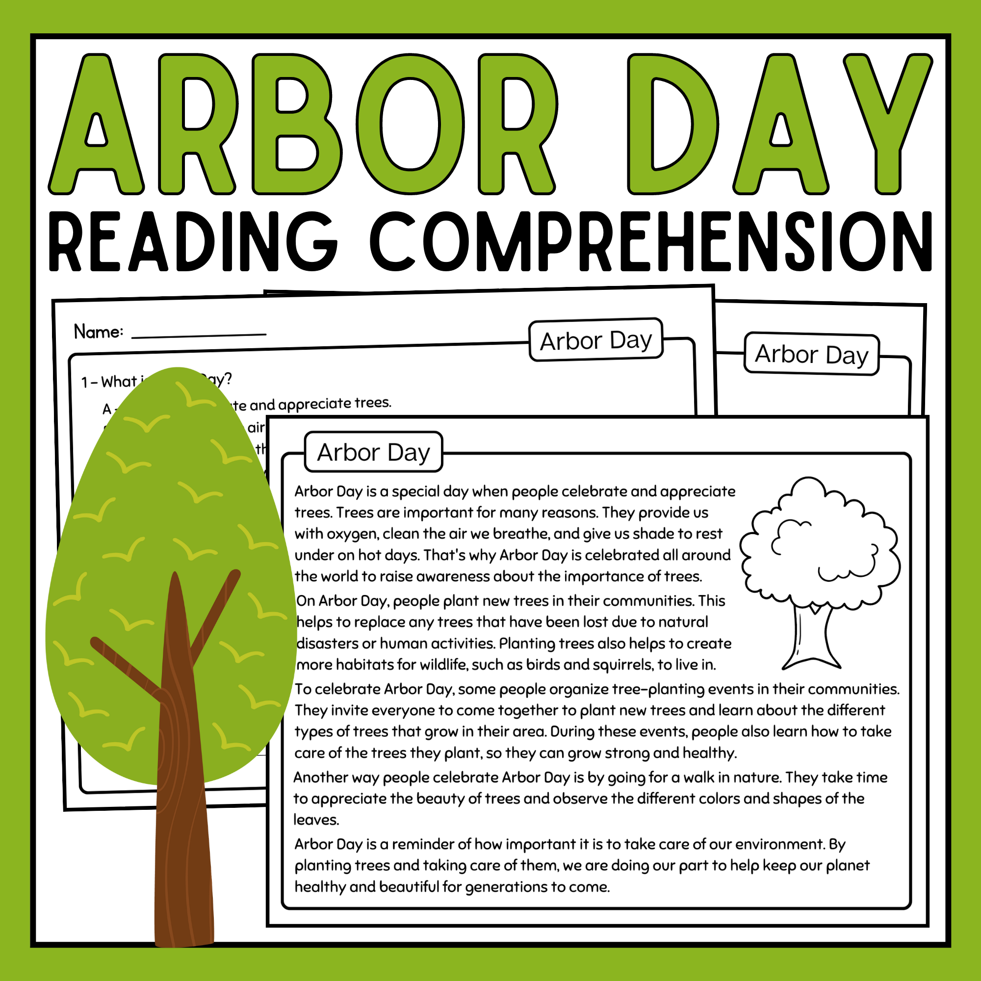 Arbor Day Reading Comprehension Passage Arbor Day Reading Passage Made By Teachers