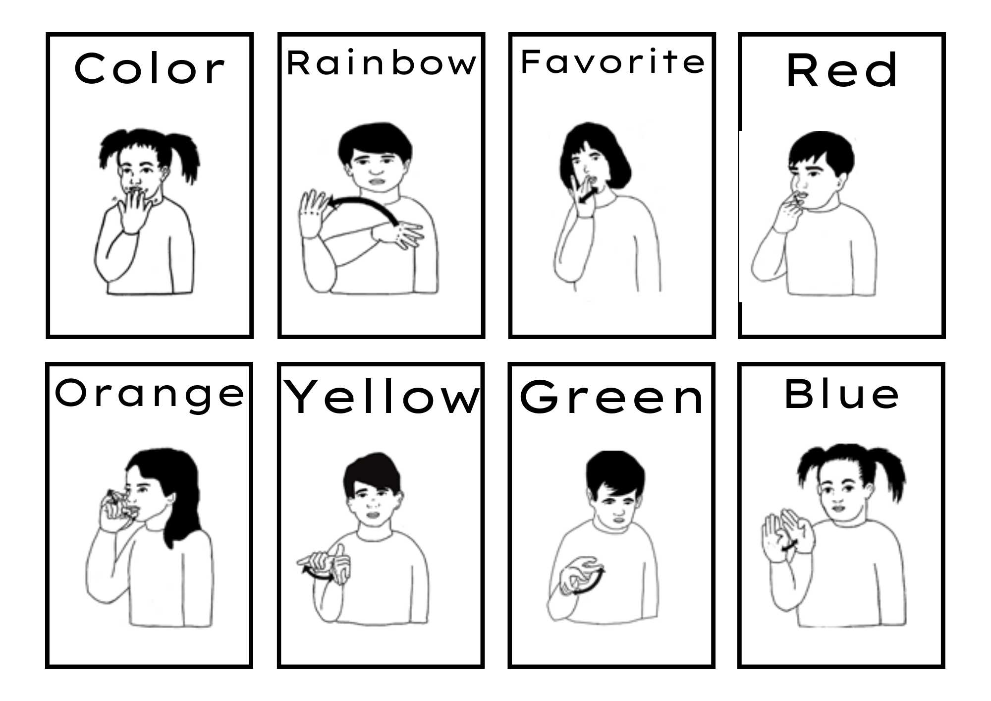 ASL Colors Flashcards B W Color Boarders Classful