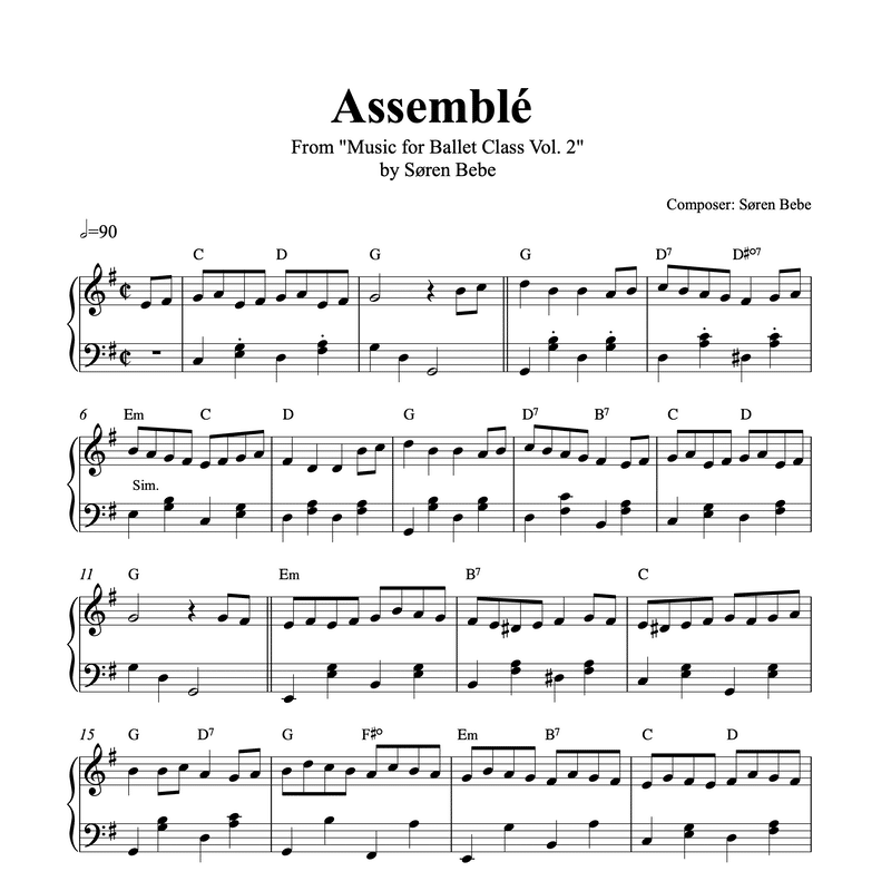 Assembl Piano Sheet Music For Ballet Class PDF By S ren Bebe