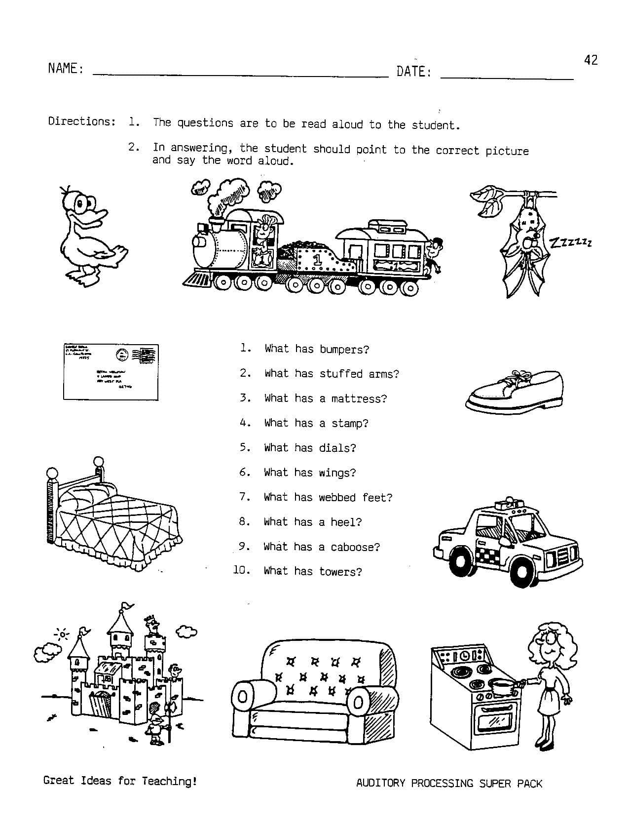 Auditory Processing Super Pack Speech Corner Worksheets Library