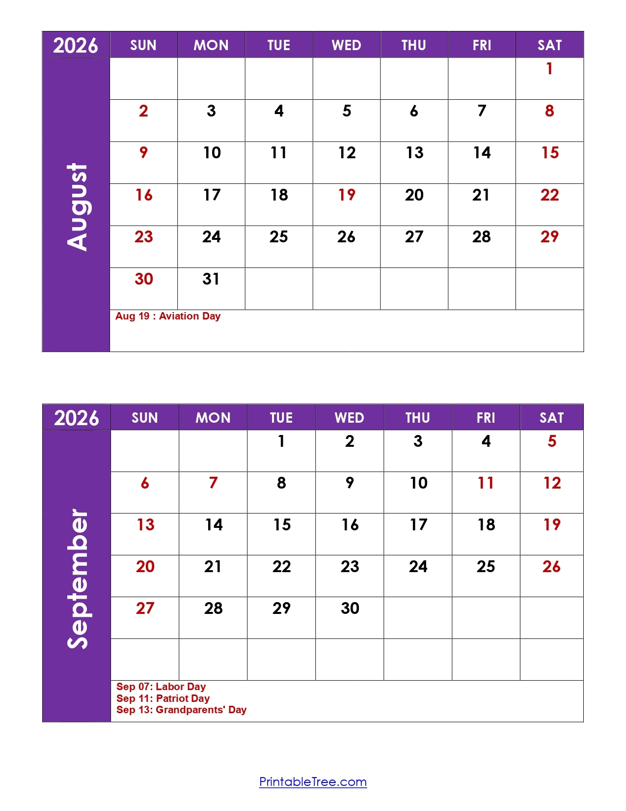 September 2026 Printable Calendar Pdf