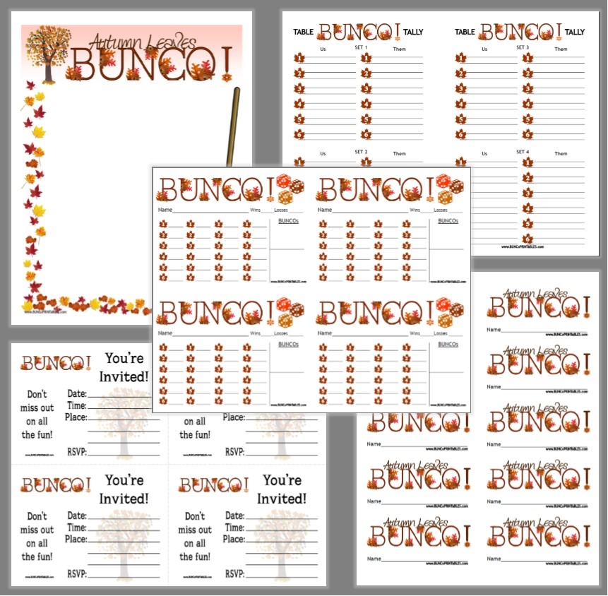 Autumn Leaves Bunco Set Bunco Printables