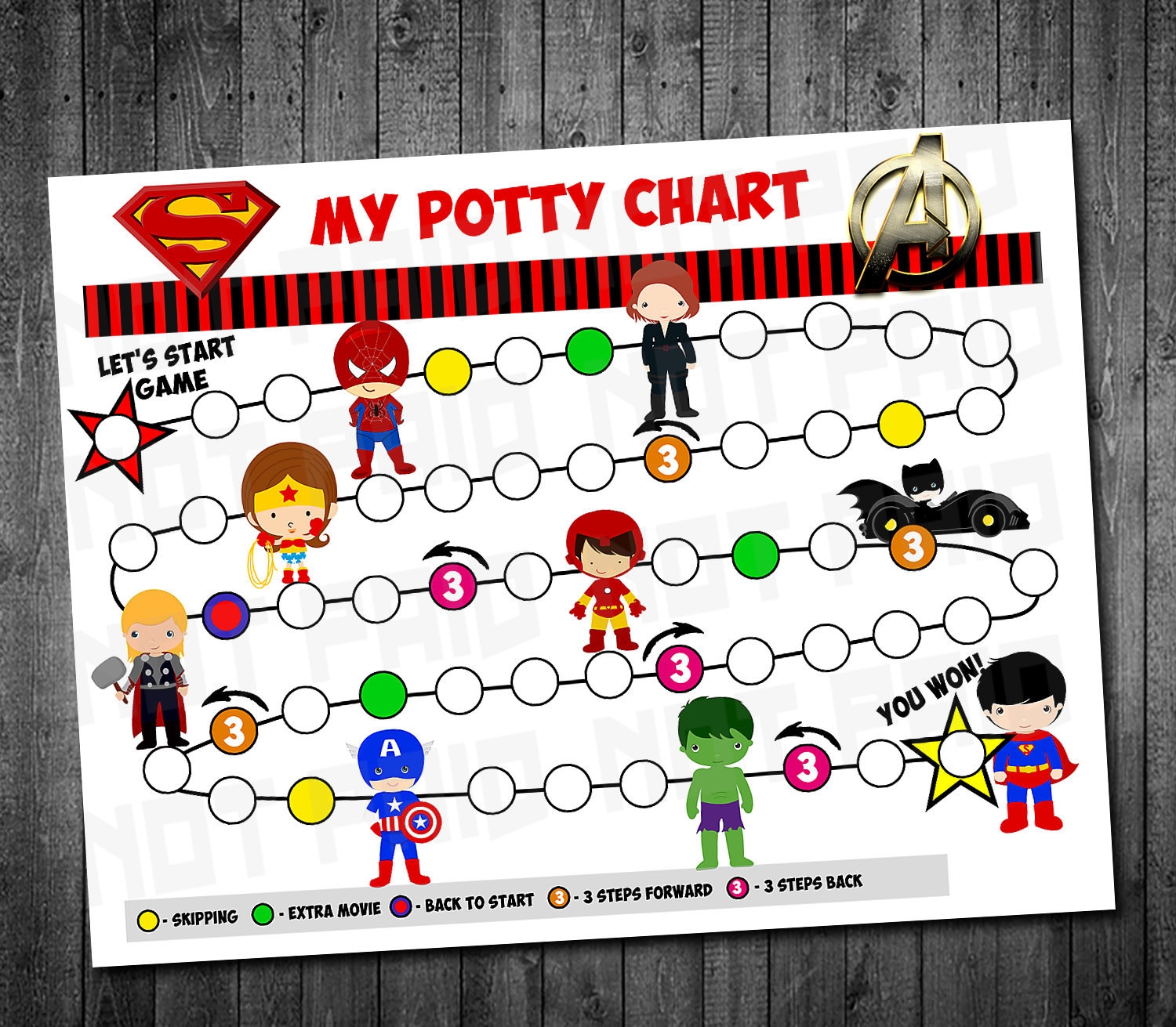 Printable Spiderman Potty Training Chart
