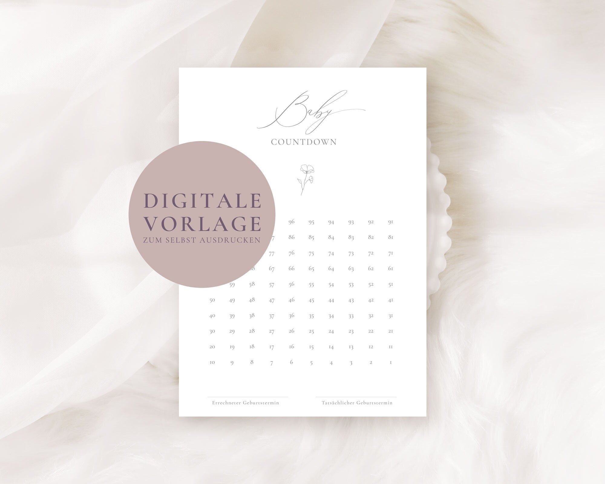 Baby Countdown Pregnancy Countdown To Print Yourself In DIN A4 Digital Download Printable PDF File Etsy