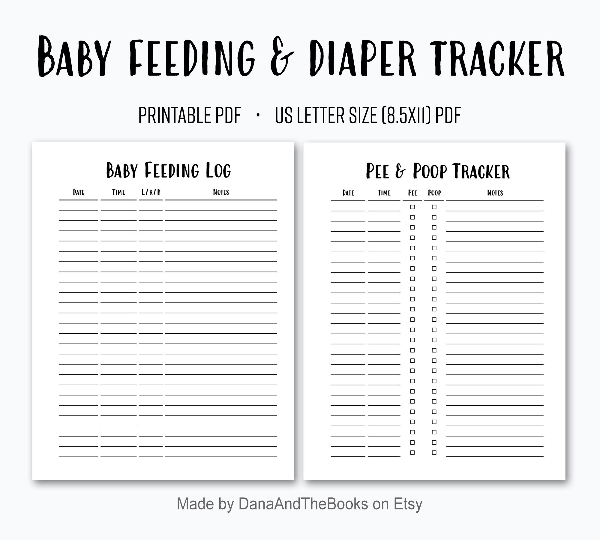 Baby Feeding And Diaper Tracker PDF Breastfeeding Log Pee Poop Tracker Simple Baby Log Instant Digital Download US Letter Size Etsy Canada