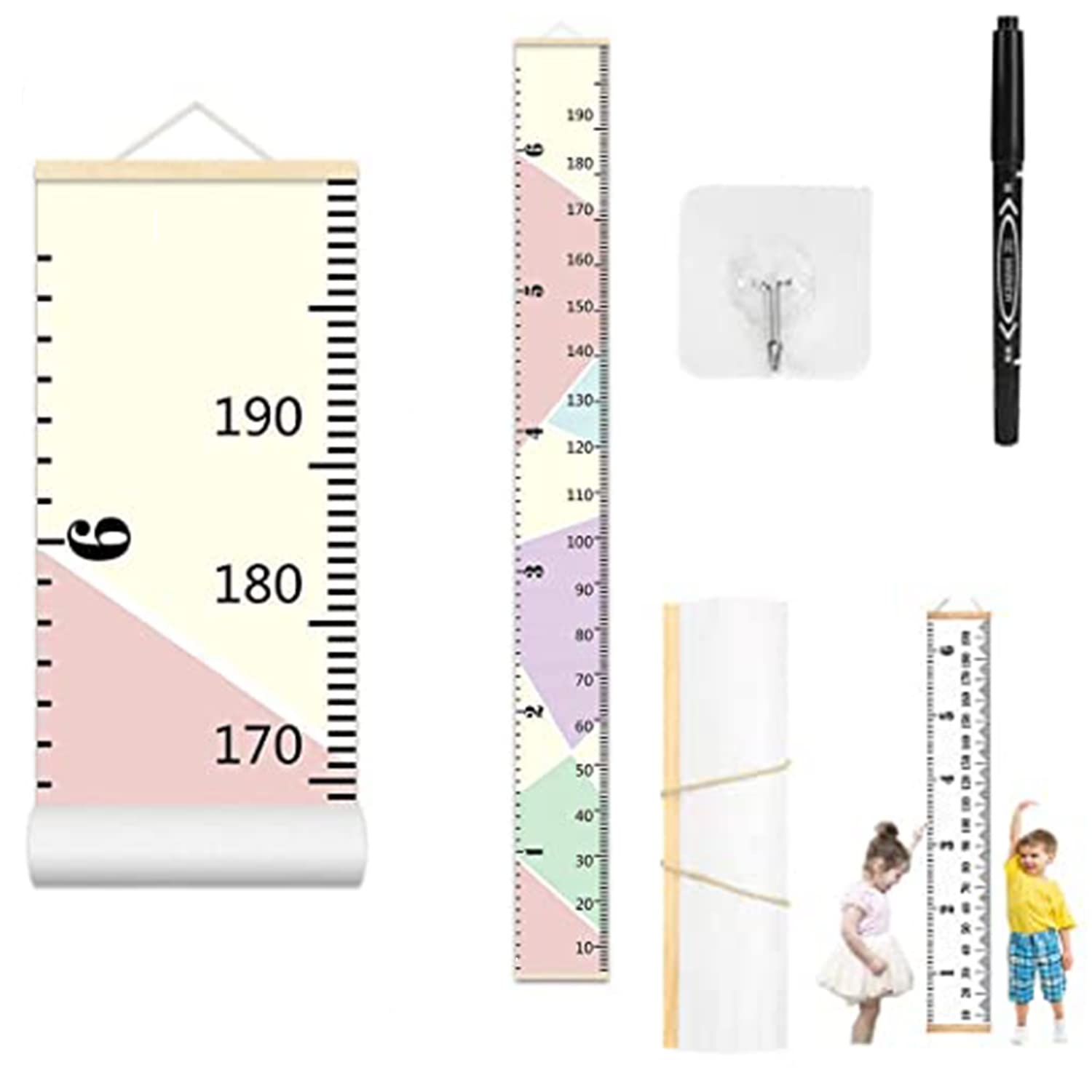 Baby Height Chart Printable Wall Hanging Children Growth Chart Cartoon Height Measurement Rulers Wall Decor For Nursery Kids Child Boys Girls Growth Chart For Wall