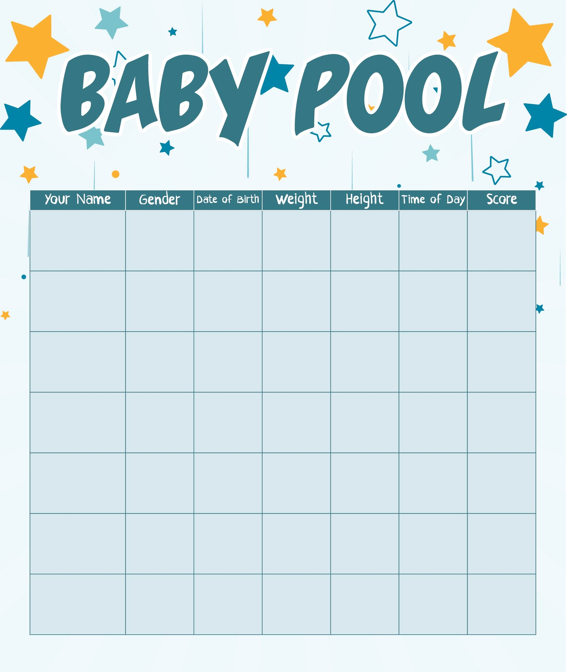 Baby Weight Pool 7 Free PDF Printables Printablee