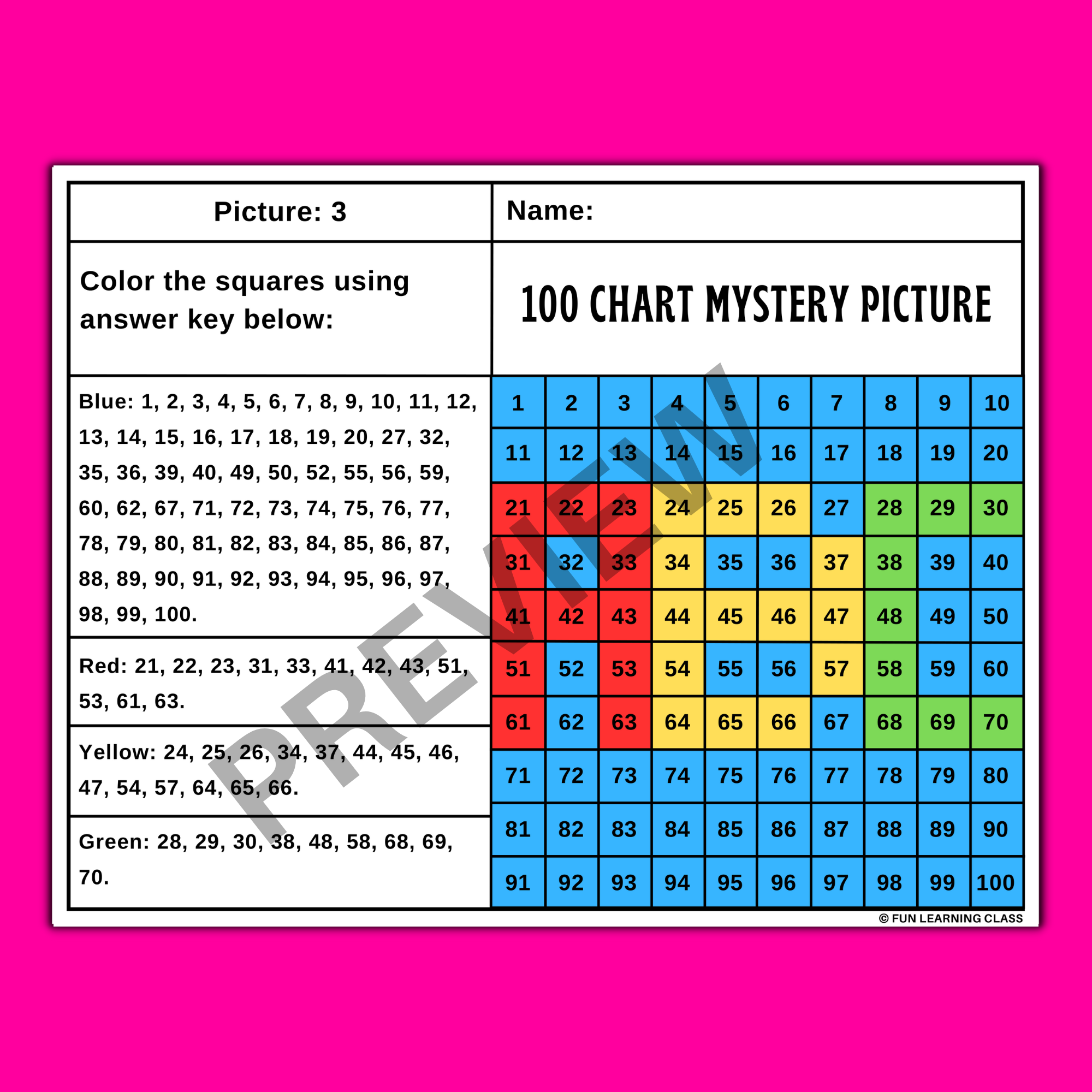 Back To School 100 Hundred Chart Mystery Pictures Coloring Pages Digital Print Made By Teachers