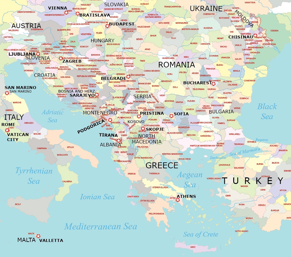 Printable Map Of The Balkans