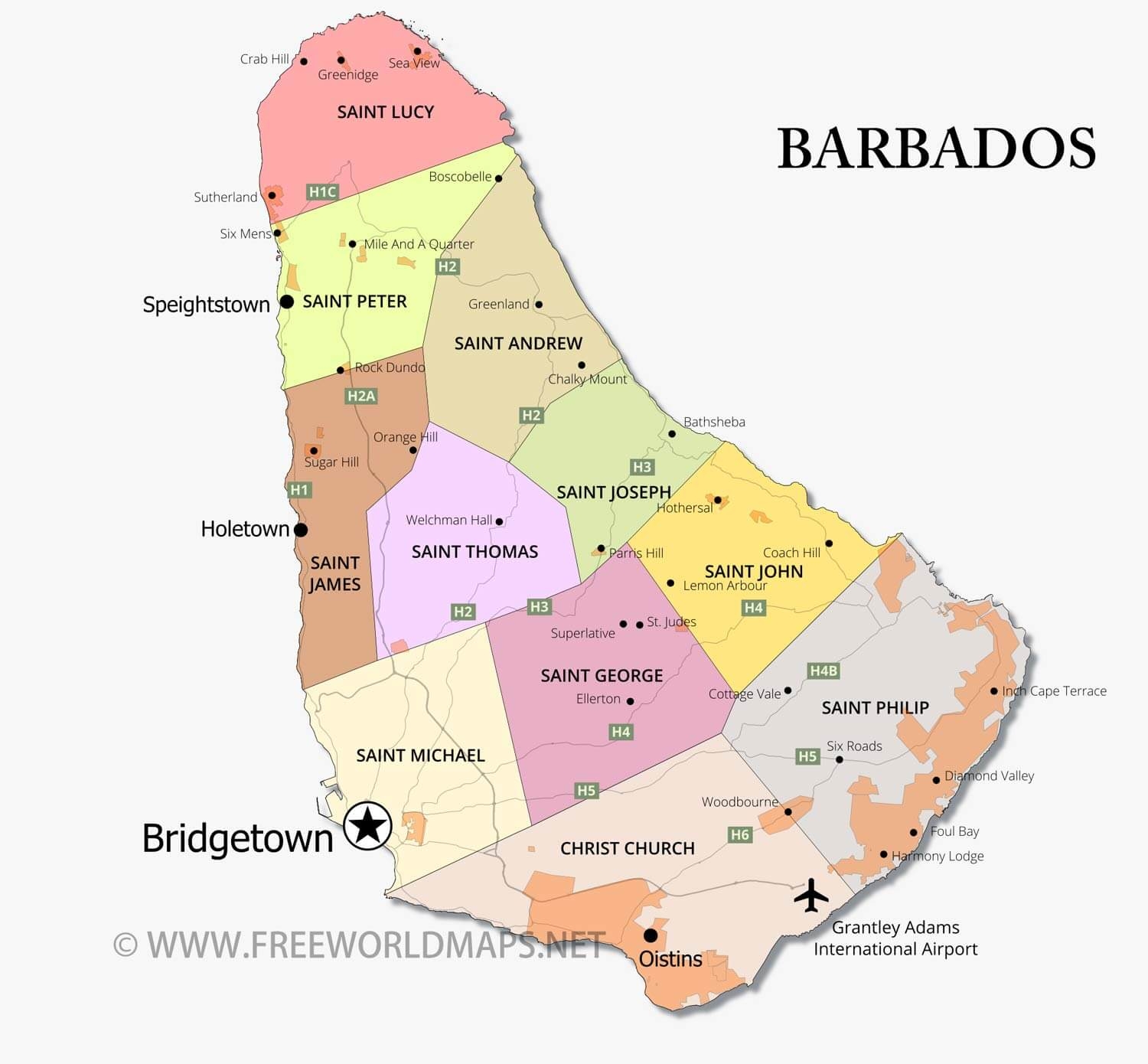 Barbados Map Geographical Features Of Barbados Of The Caribbean Freeworldmaps