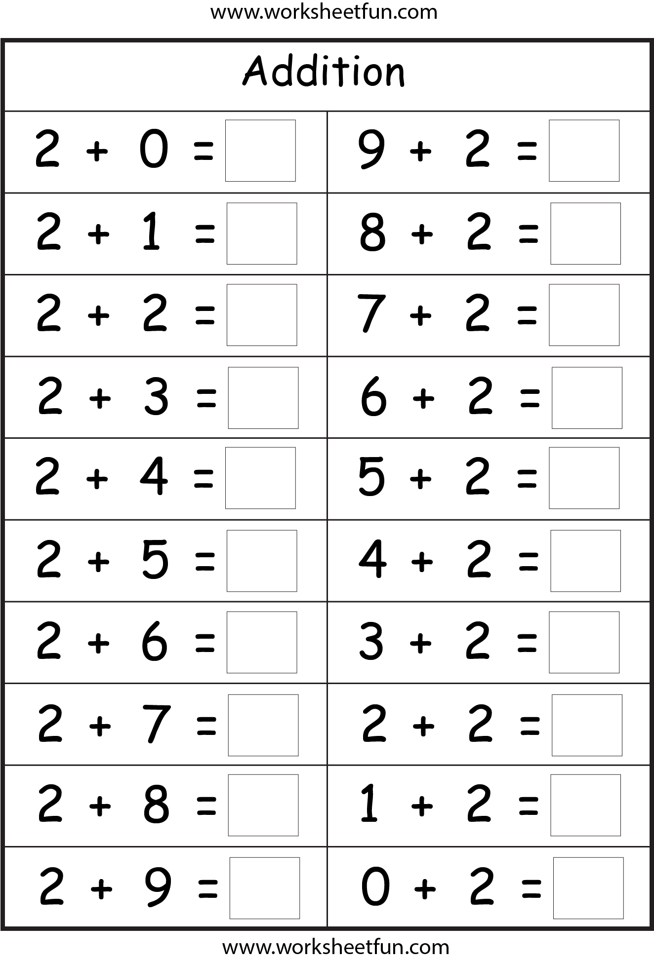 Printable Simple Addition Worksheets