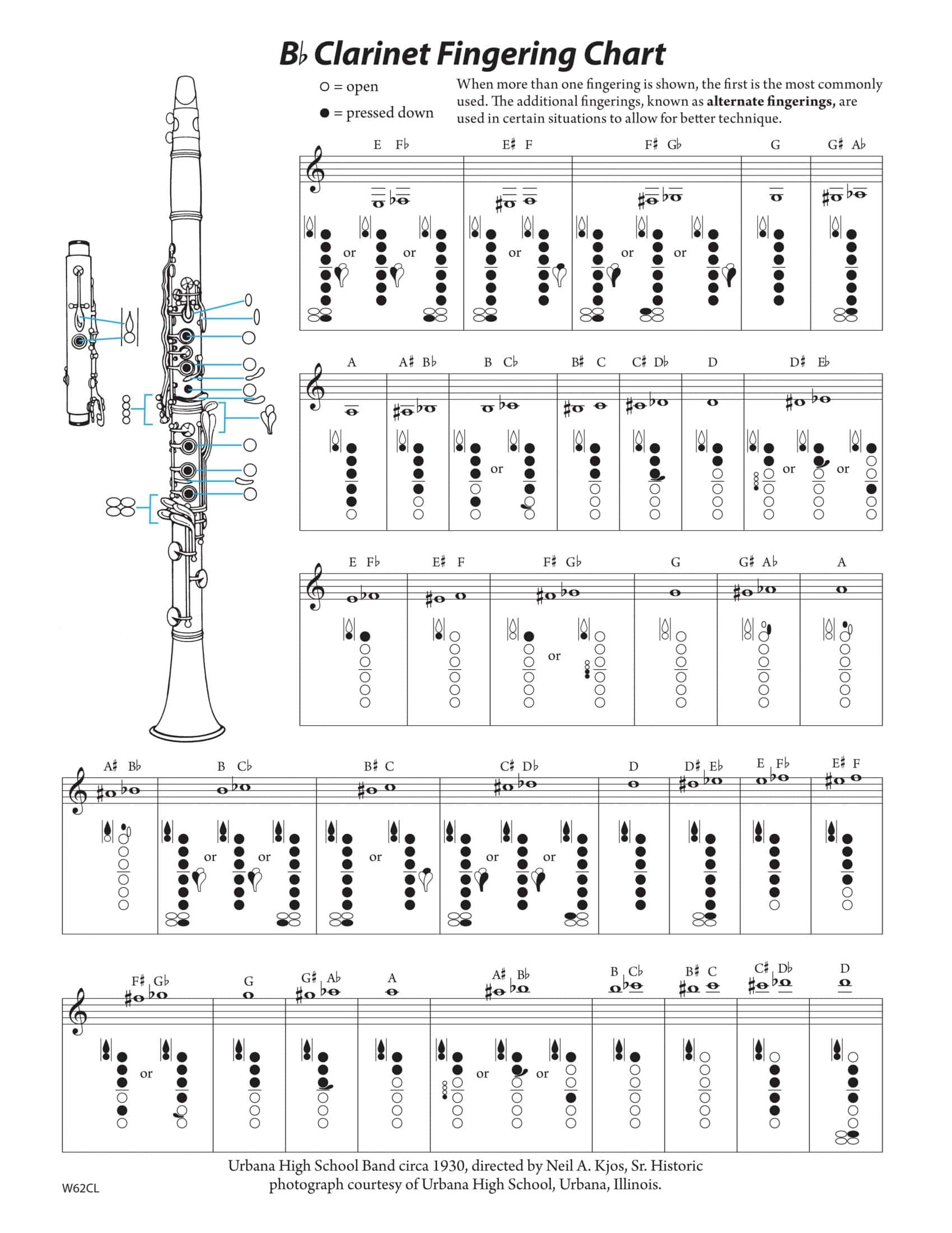 Bass Clarinet Finger Chart Bass Clarinet Fingering Chart Full Range Trill Guide For Alto Contralto Clarinets Bass Clarinet Guide