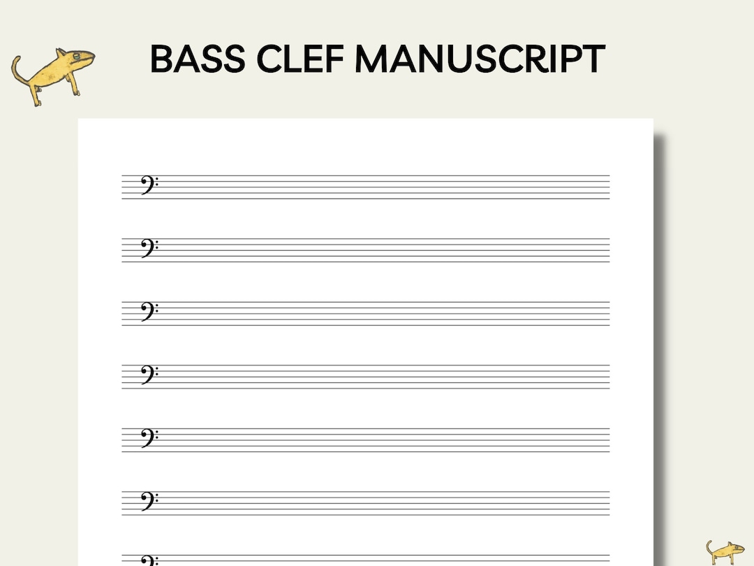 Bass Clef Manuscript Blank Printable Music Paper PDF PNG Etsy