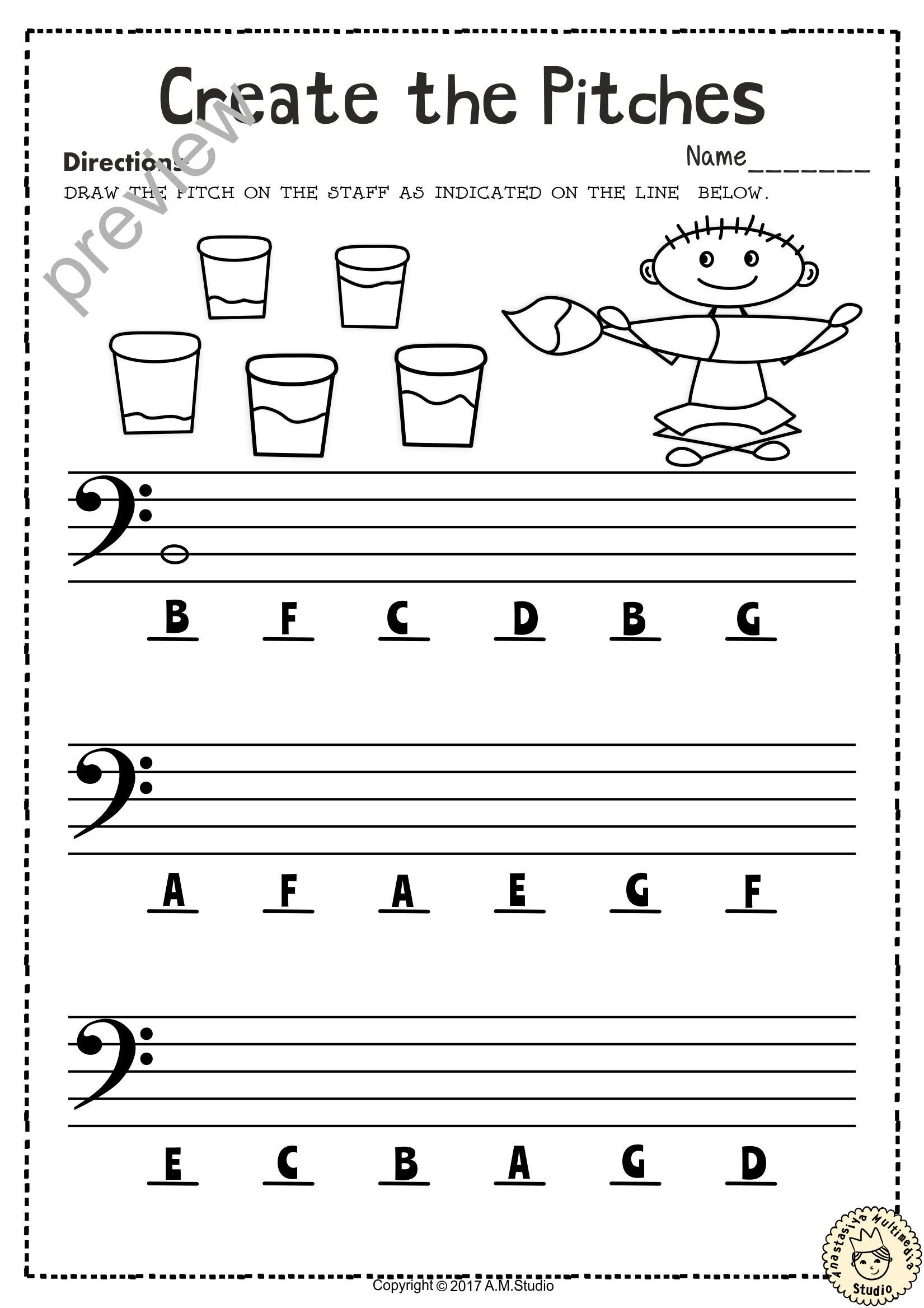 Bass Clef Note Name Worksheets Back To School Made By Teachers