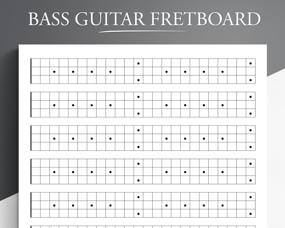 Bass Guitar Neck Diagram Printable Fretboard Chart PDF Etsy