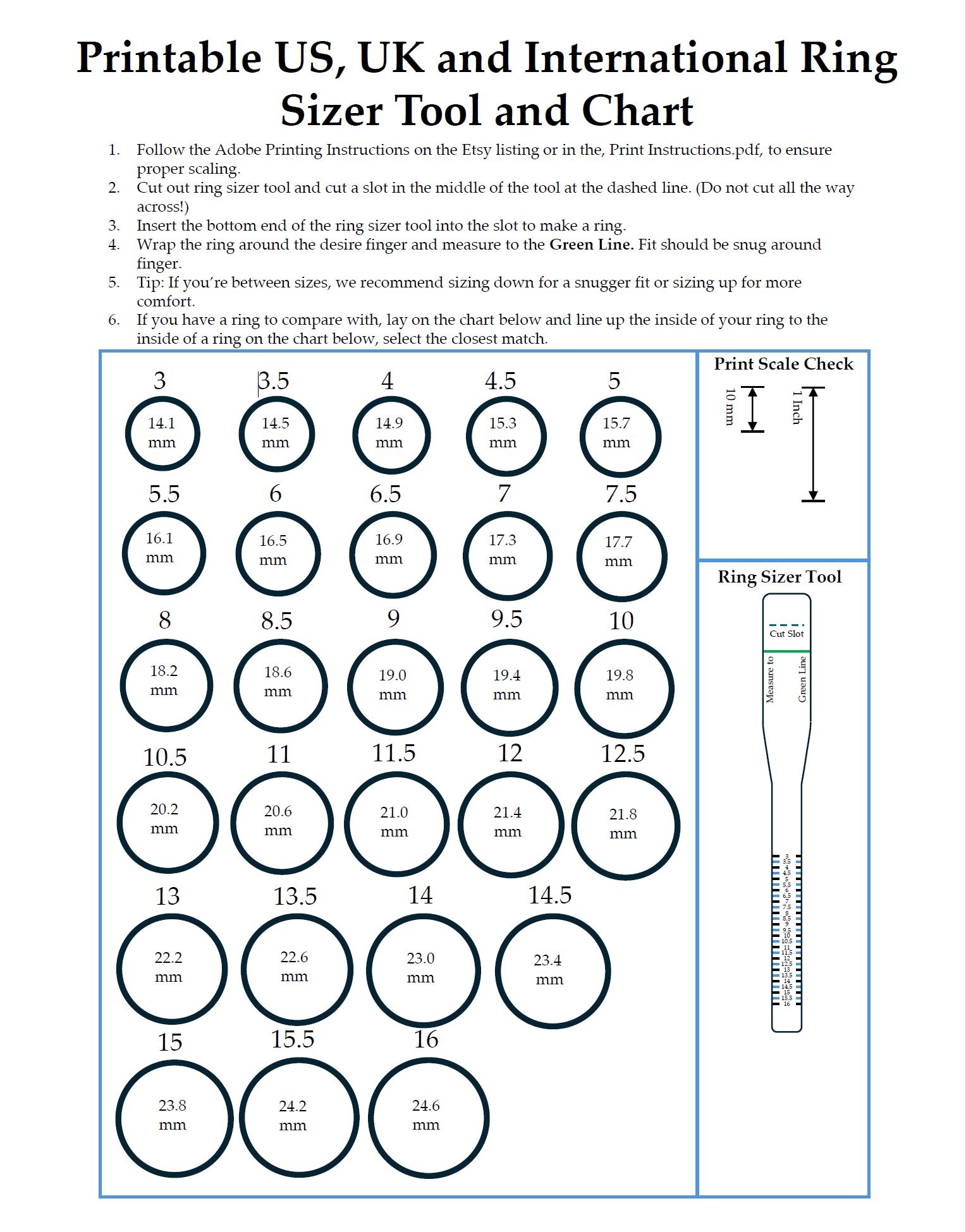 Actual Bead Size Chart Printable