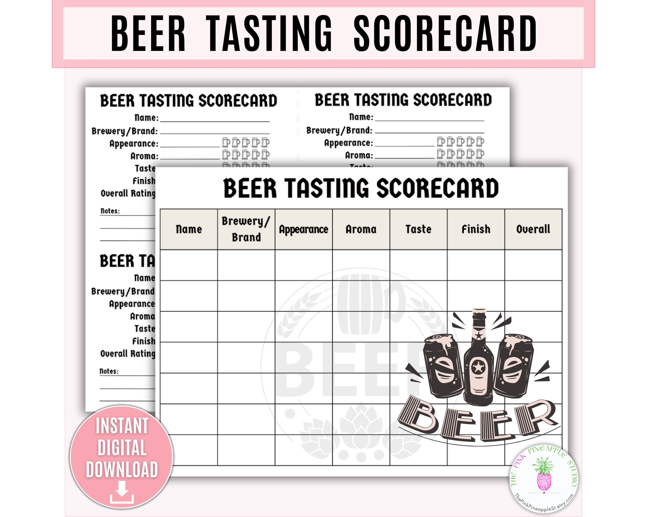 Beer Tasting Scorecard Printable Template Beer Party Food Tasting 