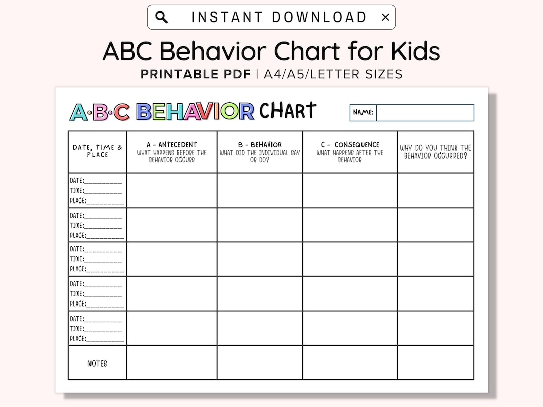 Behavior Chart For Kids Behavior Chart Behavior Reward Chart Printable Behavior Chart Good Behavior Chart Classroom Behavior Chart Etsy
