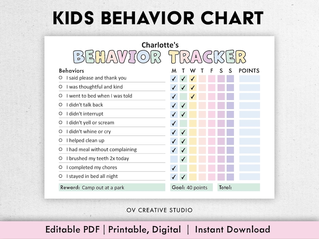 Free Printable Behavior Charts For Adhd
