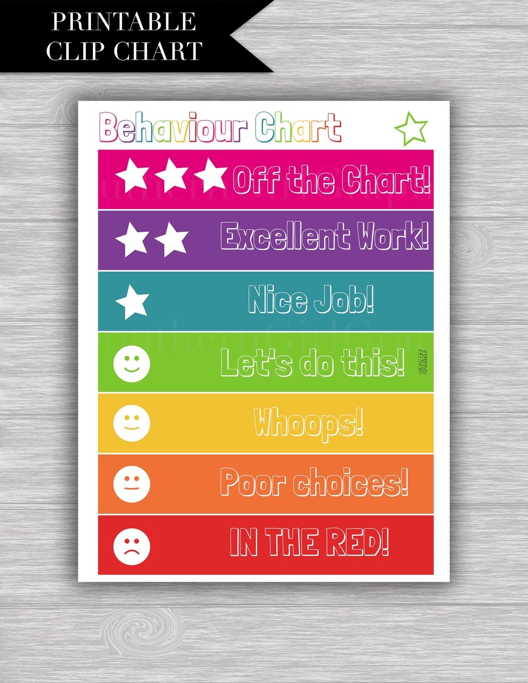 Behaviour Chart Clothespin Printable Download behaviour CLIP Chart Behaviour Reward Clip Clothespin Chart For Kids Etsy