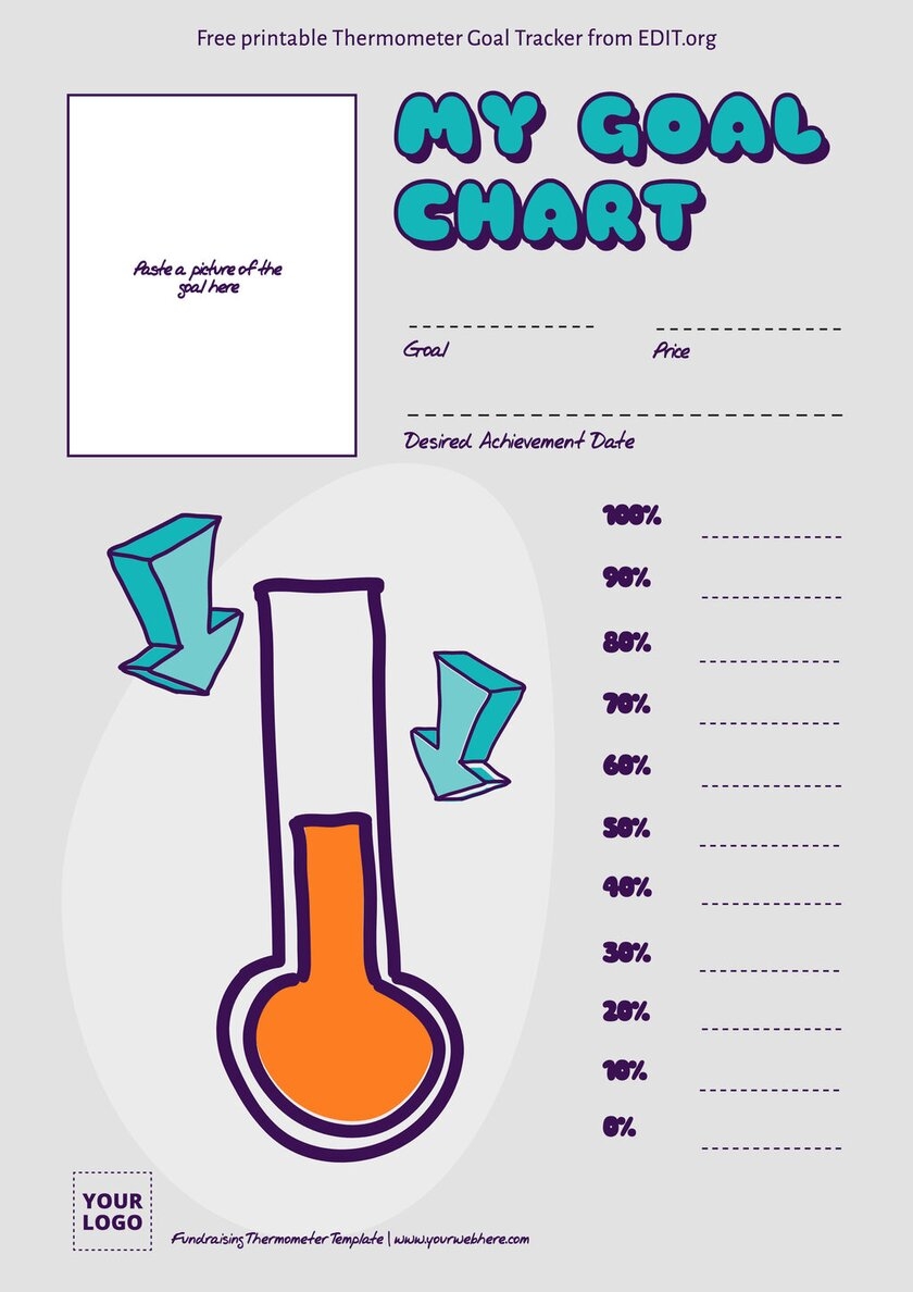 Free Printable Thermometer Goal Chart