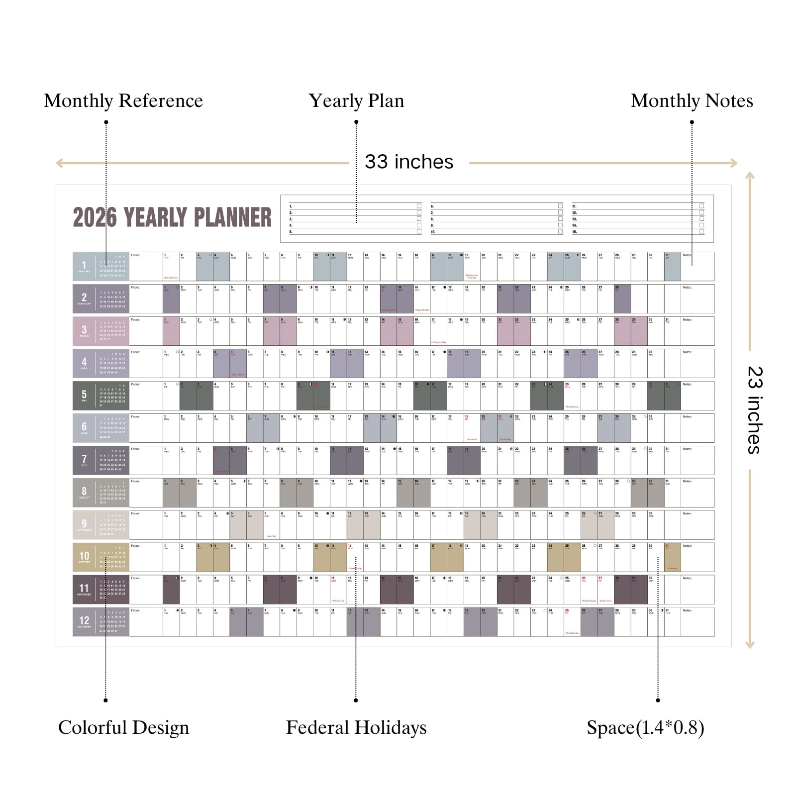 Big Ass Calendar Litacimi Yearly Wall Calendar 2025 With Moon Phase Paper Full Year Wall Calendar One Page 365 Day Calendar At One Glance 23 6 X 32 8 Amazon in Office Products