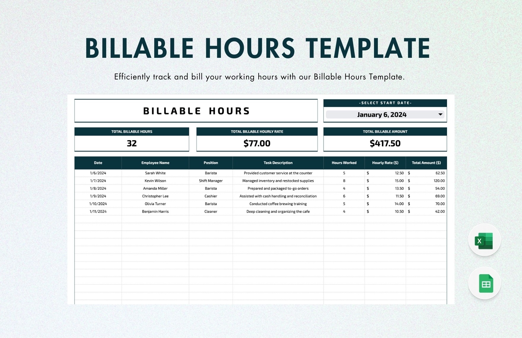 Billable Hours Template In Excel Google Sheets Download Template