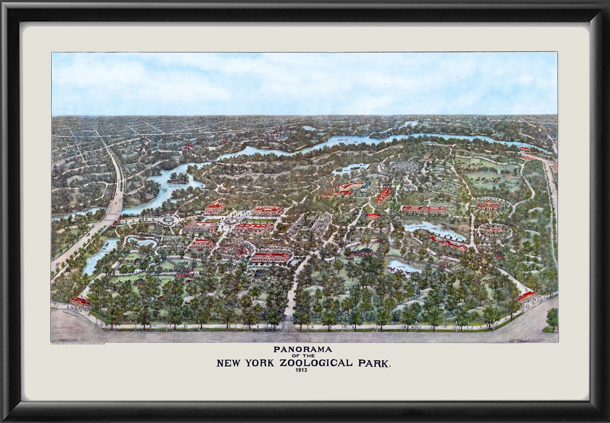 Bird s Eye View Of The Bronx Zoo 1913 Vintage City Maps