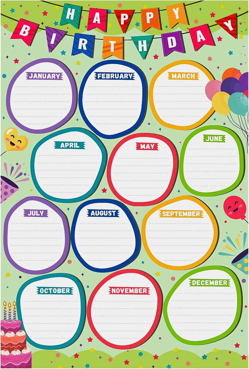 Birthday Chart For Classroom Happy Birthday Poster Reusable 