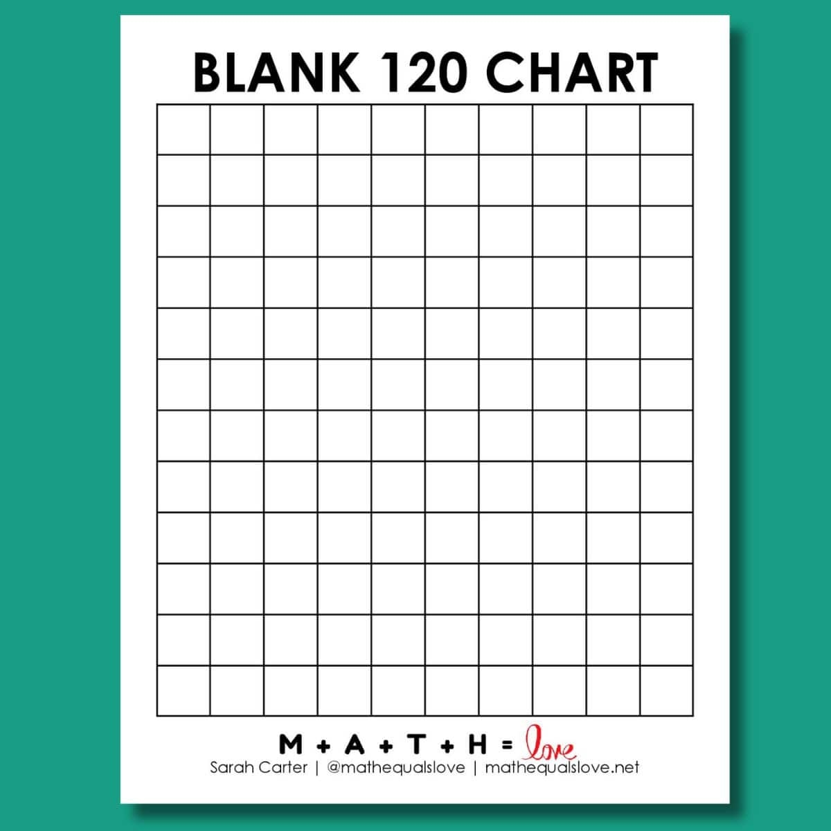 120 Number Chart Printable