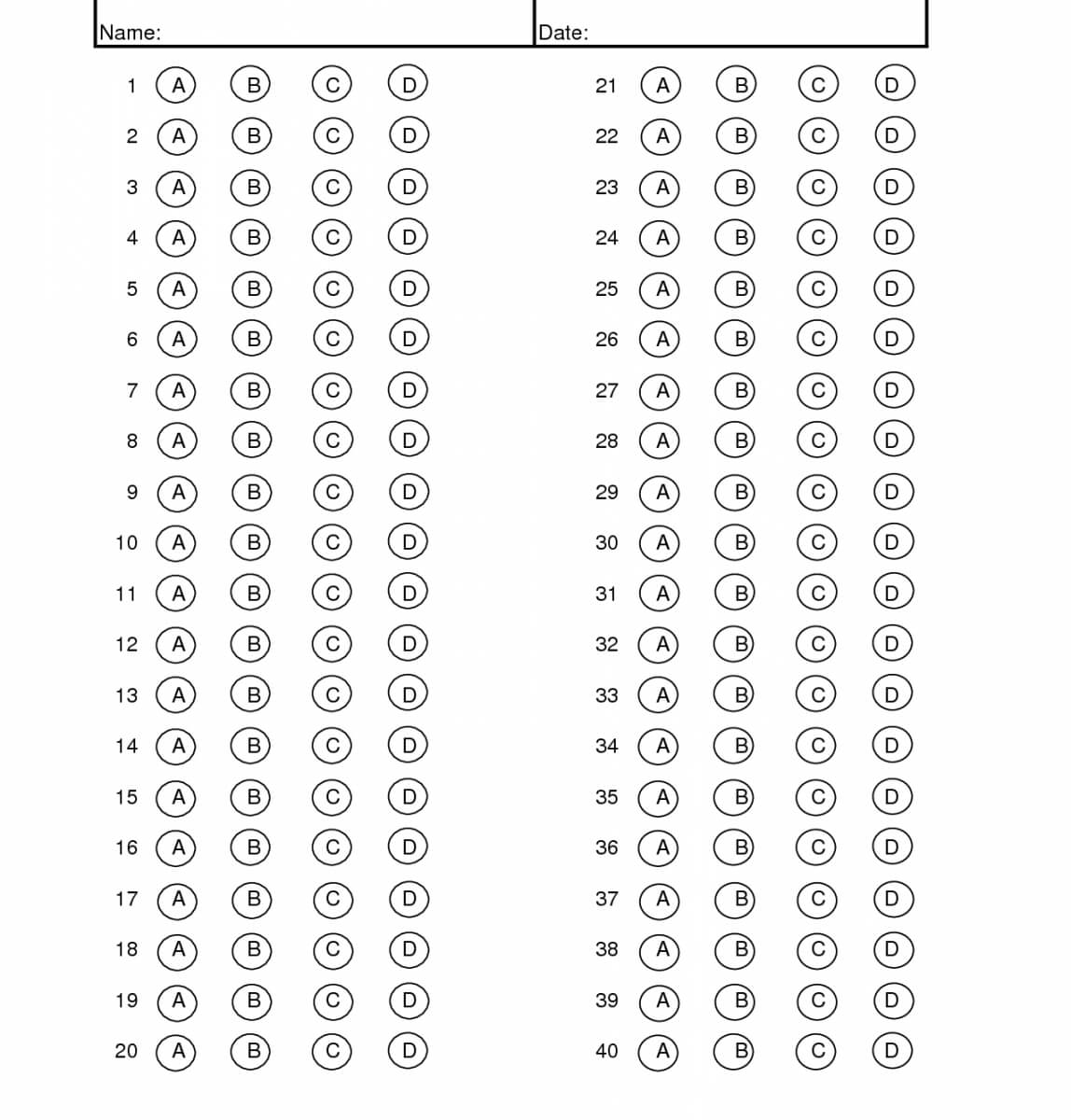 Printable Answer Sheet Pdf Free Download Printable Answer Sheet Pdf Free Download