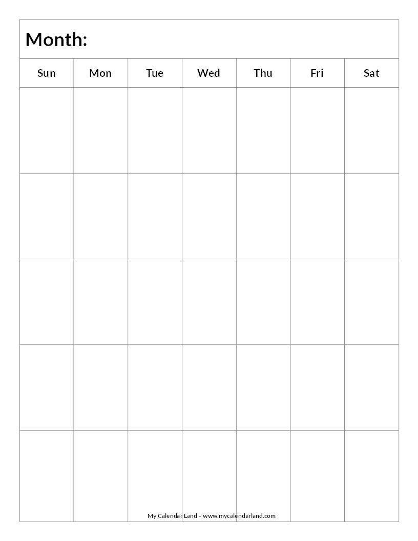 Blank Calendar Printable My Calendar Land