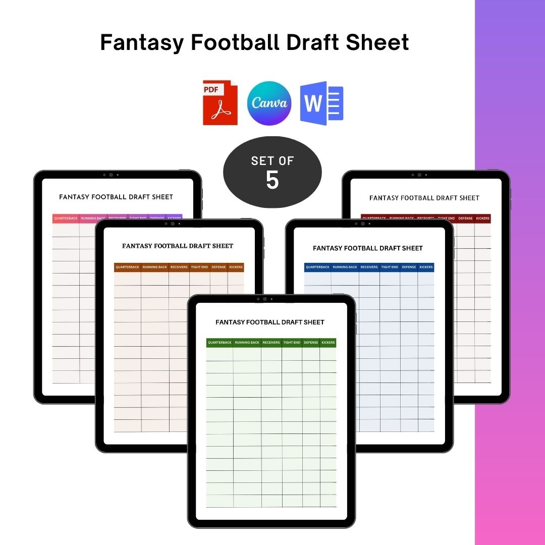 Blank Fantasy Football Draft Sheet Template PDF Word Blank Fantasy Football Draft Sheet Template PDF Word