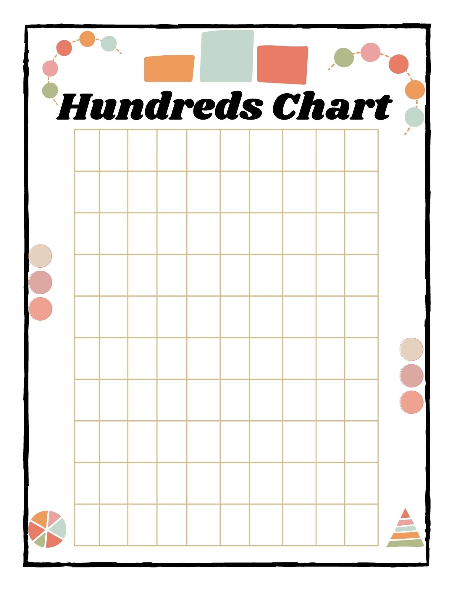 Blank Hundreds Chart Math digital Printable Etsy Canada