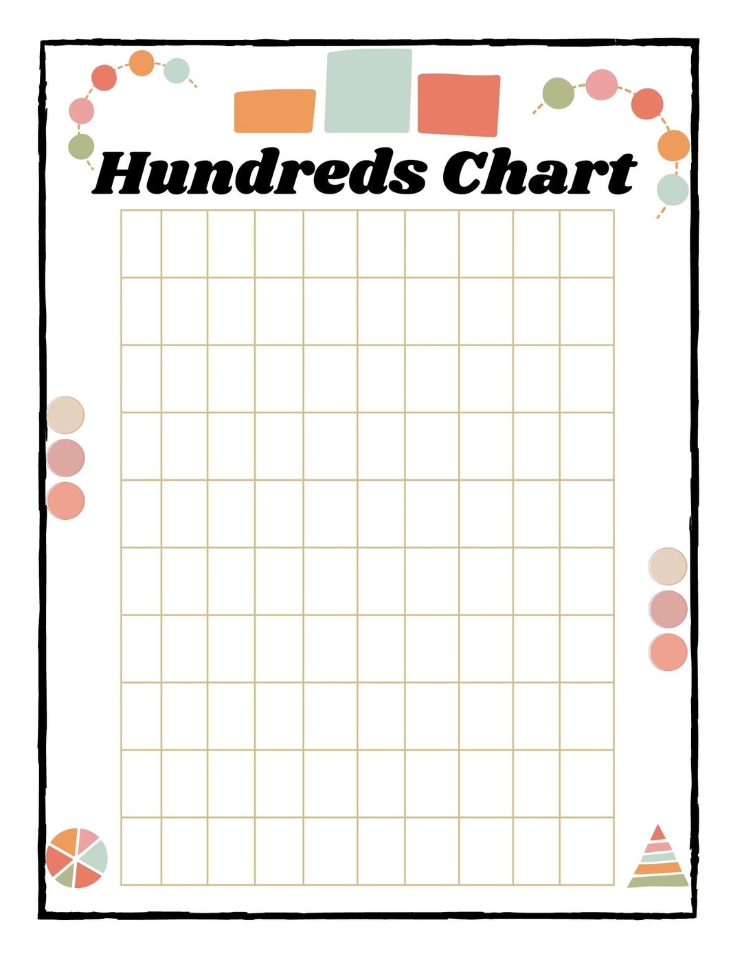 Blank Hundreds Chart Math digital Printable Etsy Blank Hundreds Chart Math digital Printable Etsy