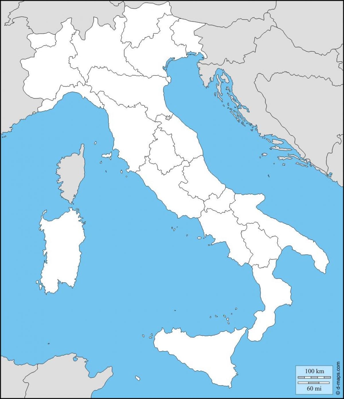 Blank Map Of Italy Blank Map Of Italy With Regions Southern Europe Europe