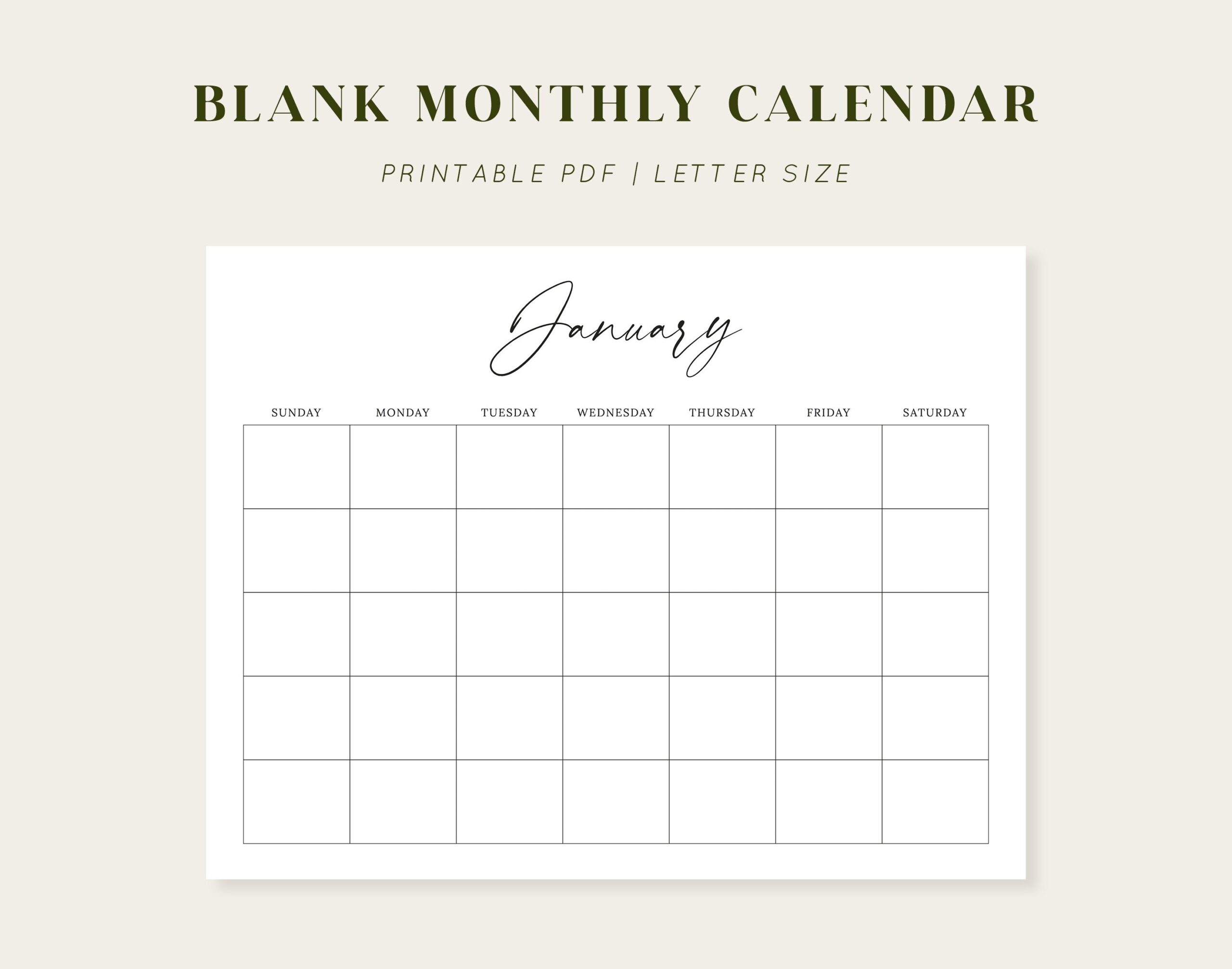 Blank January Calendar Printable