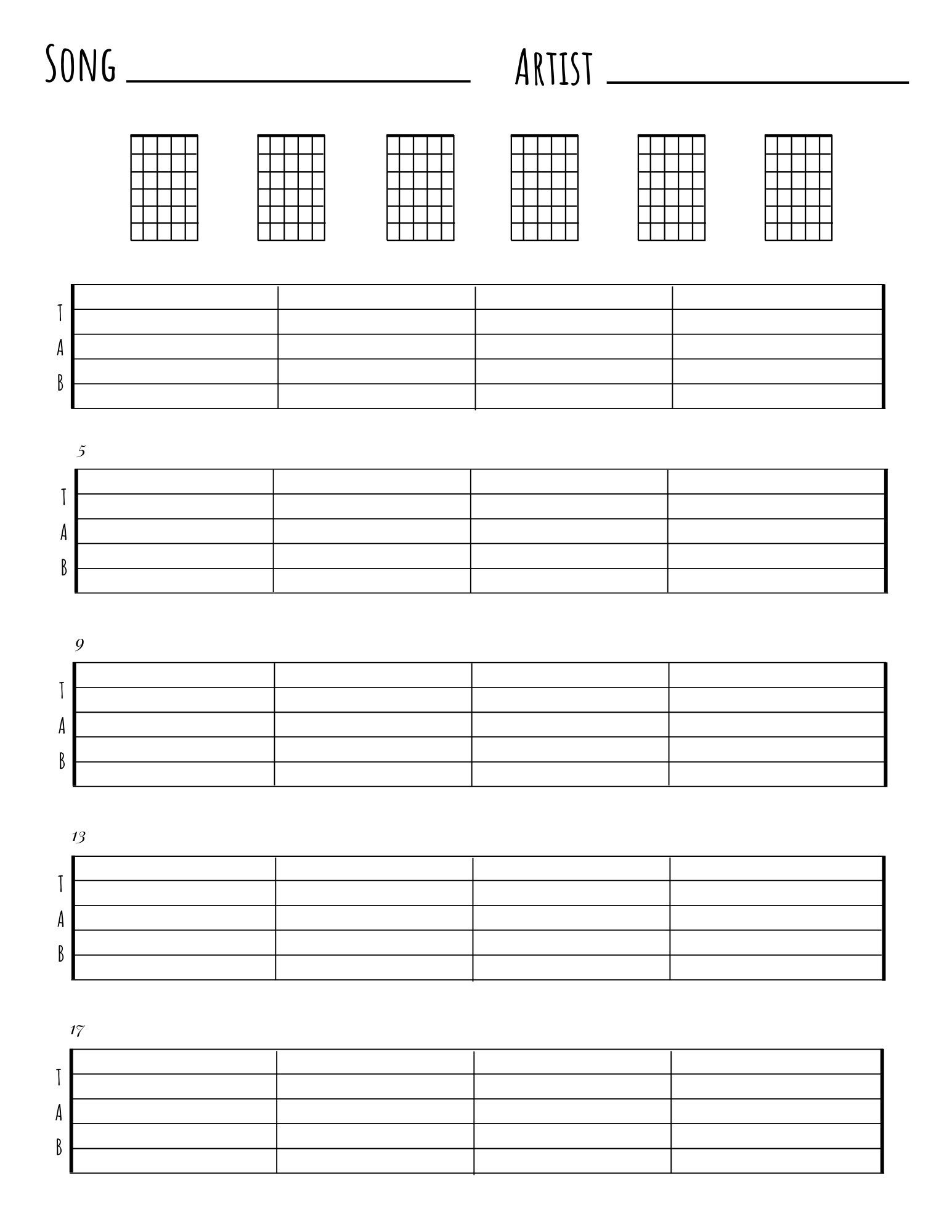 Blank Music Sheets Guitar Pdf Etsy