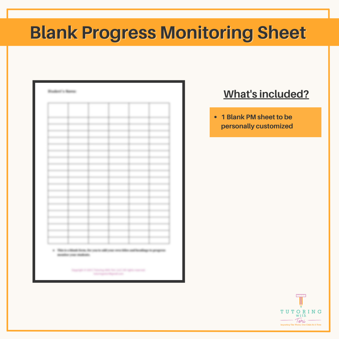 Printable Progress Monitoring Sheets