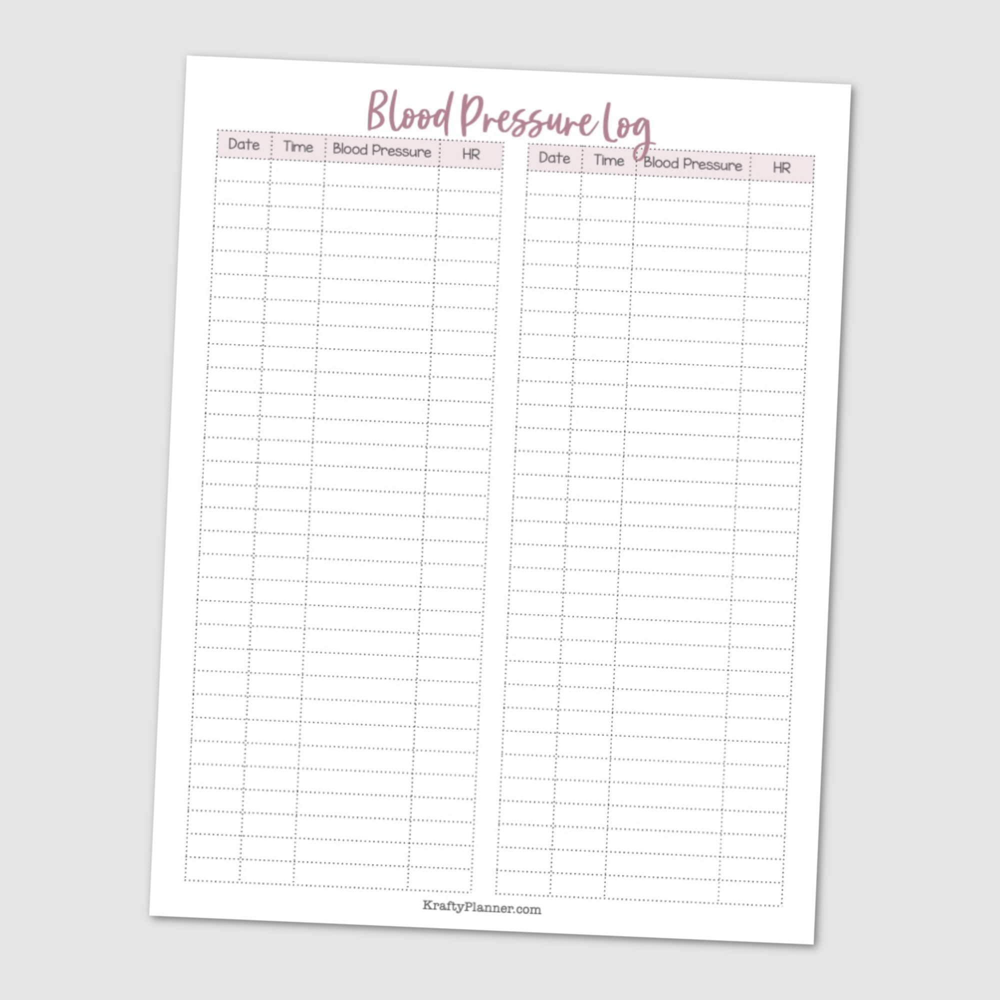 Blood Pressure Pulse Chart Printable