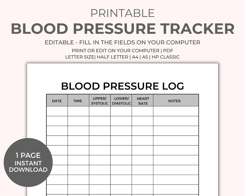 Blood Pressure Recording Chart Printable Uk
