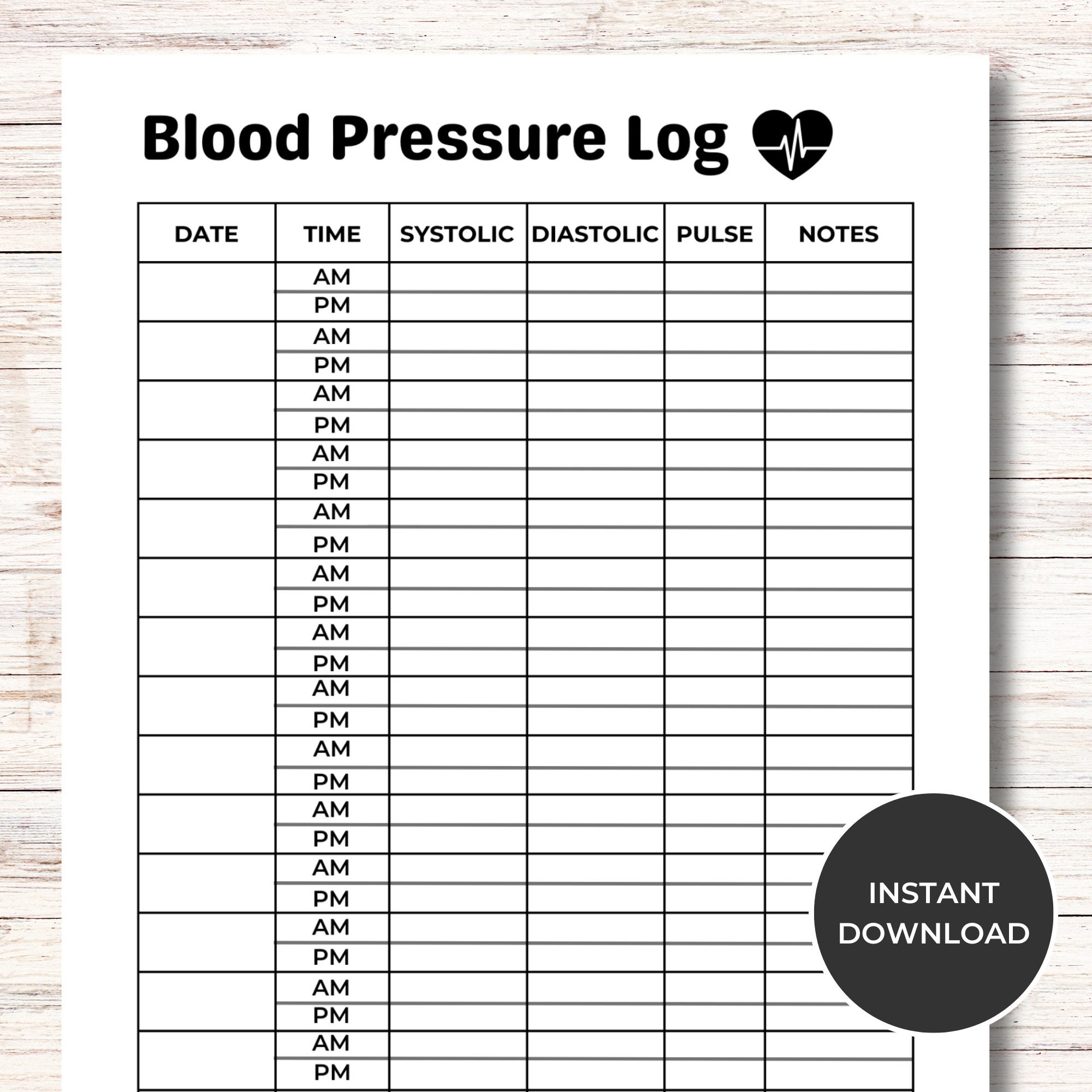 Blood Pressure Log Printable Blood Pressure Tracker Health Tracker For High And Low Blood Pressure Etsy