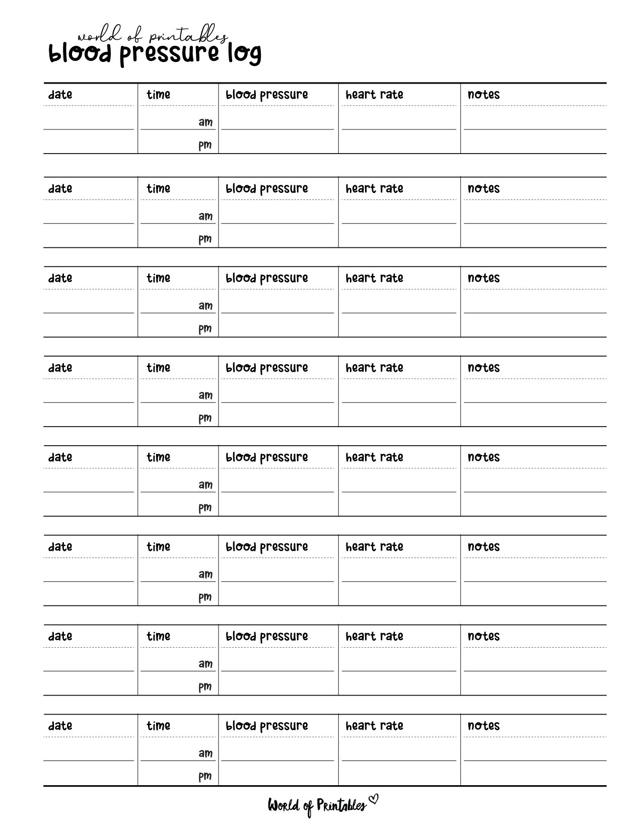 Blood Pressure Trackers World Of Printables