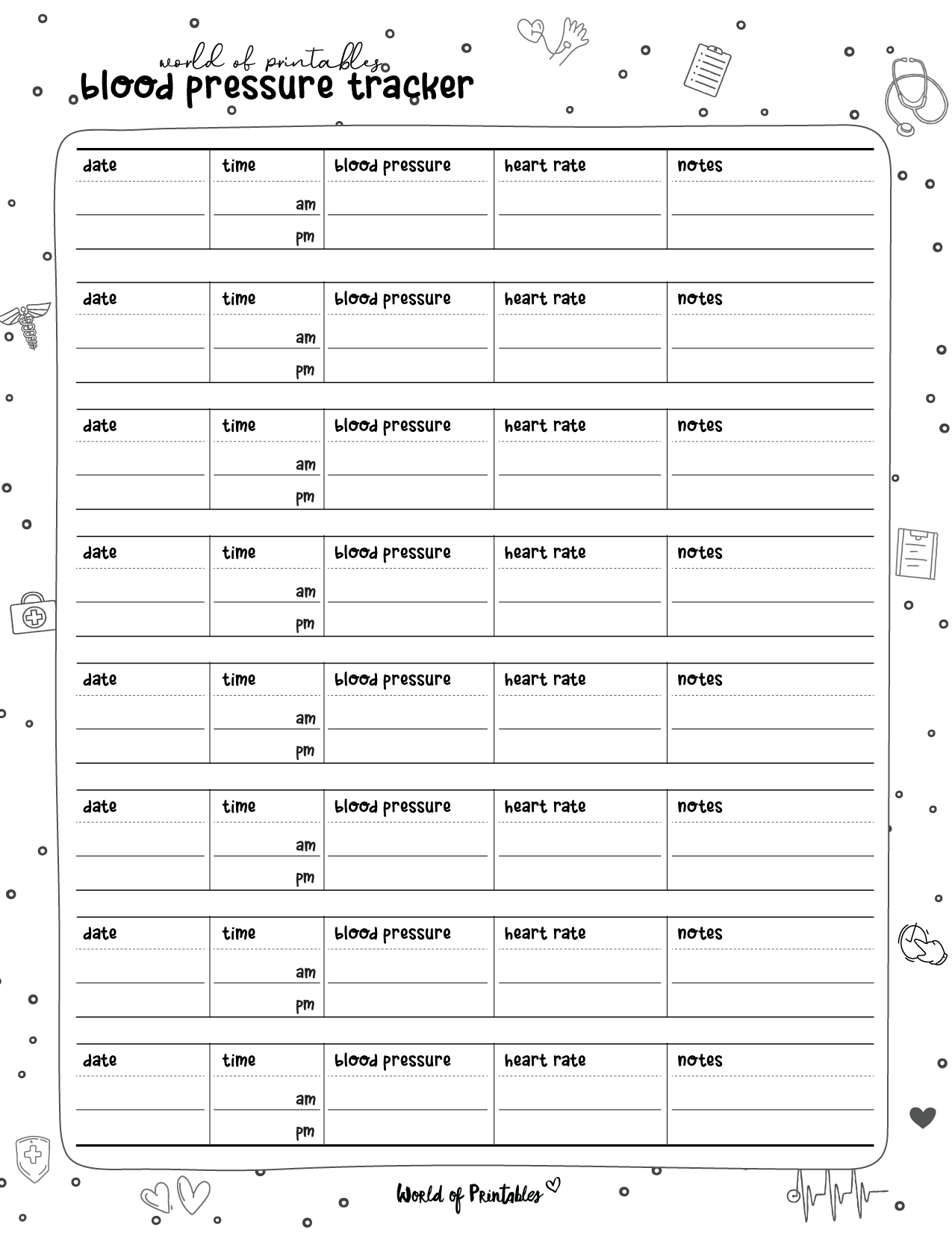 Blood Pressure Trackers World Of Printables