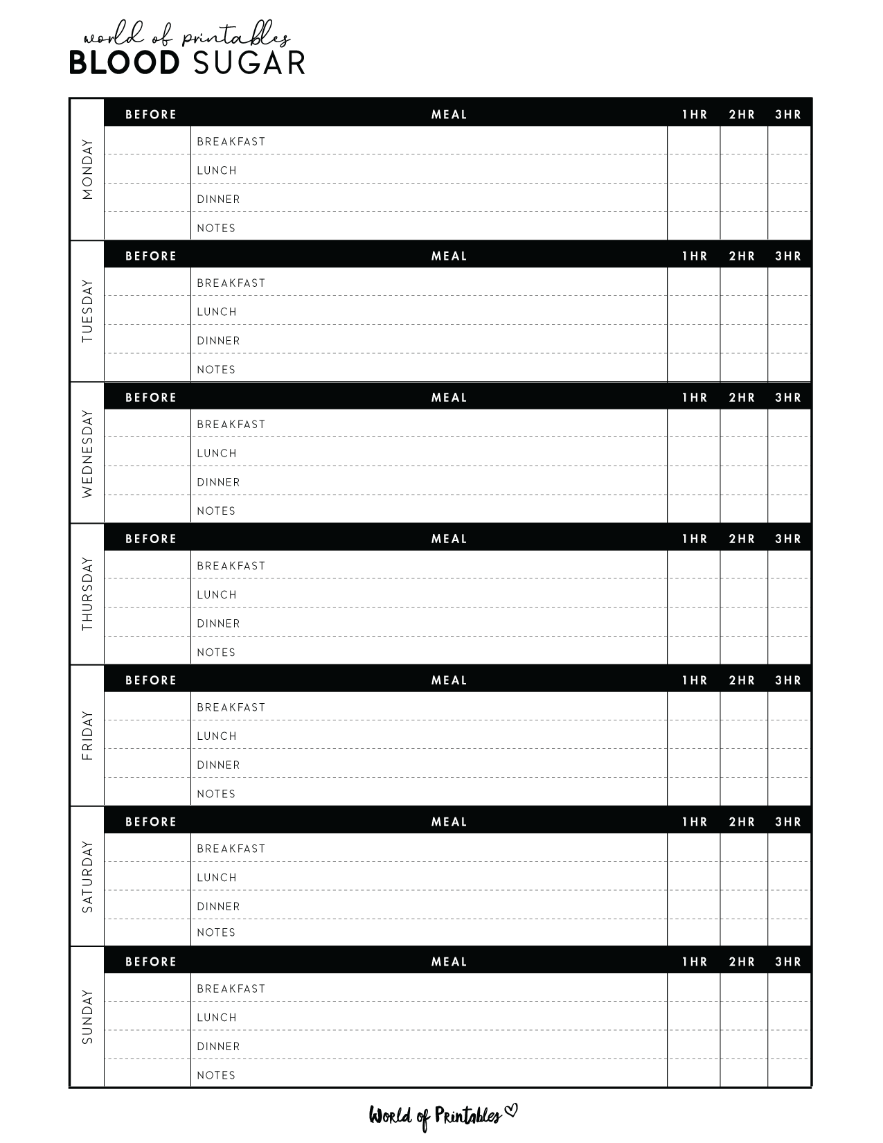 Blood Sugars Chart Printable