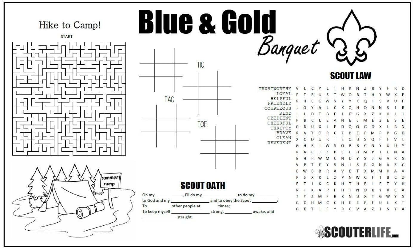 Blue And Gold Banquet Activity Placemant ScouterLife