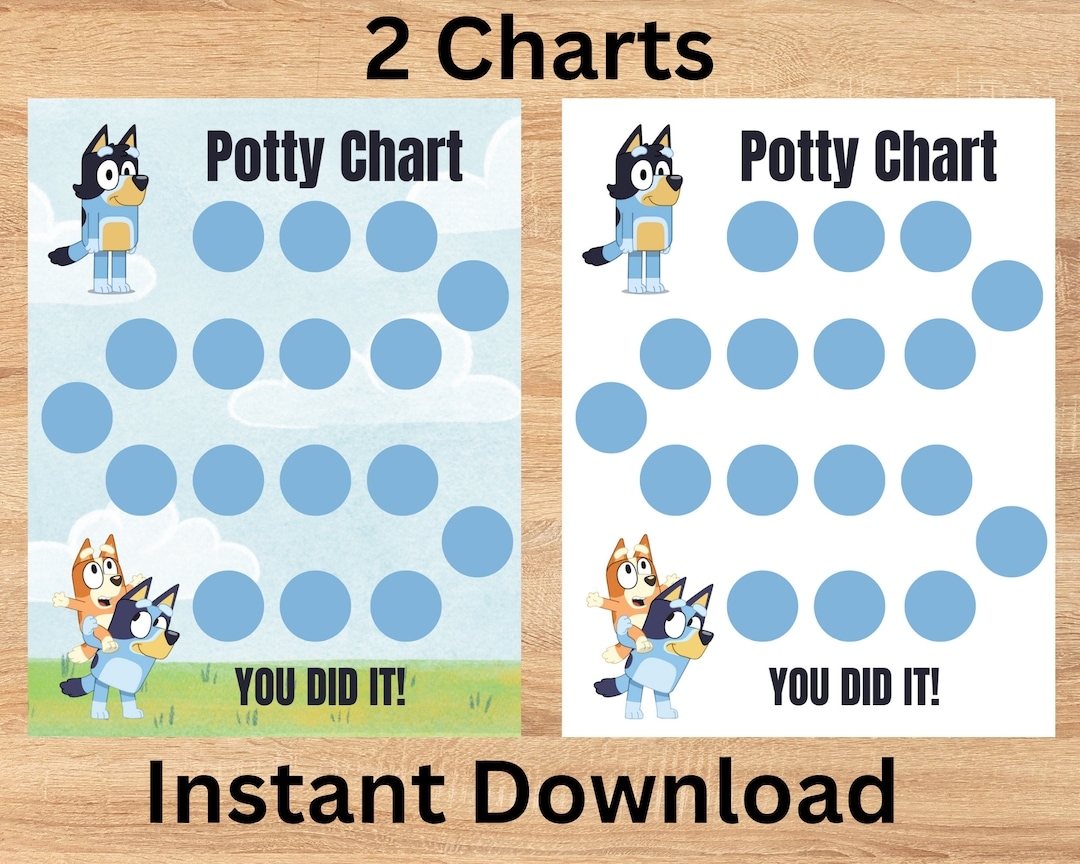 Bluey Potty Chart Reward Chart For Kids Printable 8 5 x11 Instant Download JPG And PDF DIY Sticker Chart Potty Training Motivation Etsy