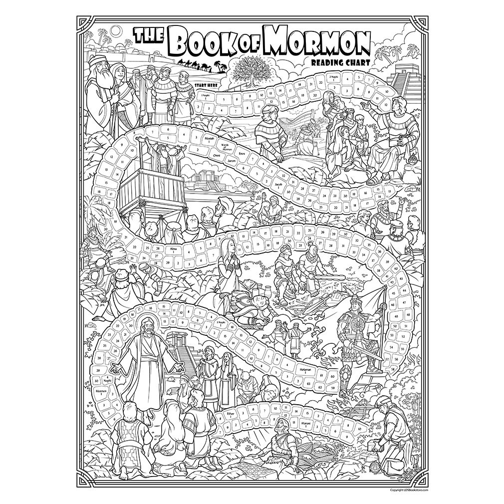 Book Of Mormon Reading Chart Poster Coloring Roadmap