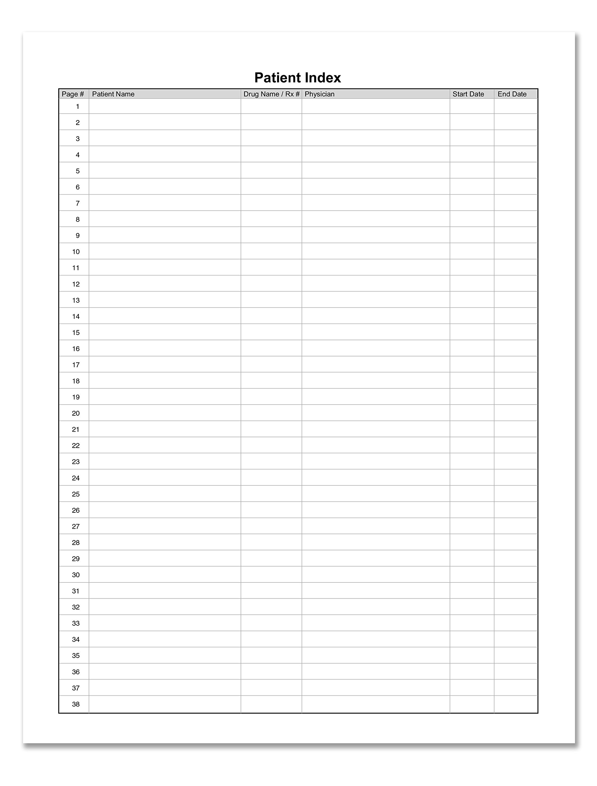 Printable Narcotic Log Sheet